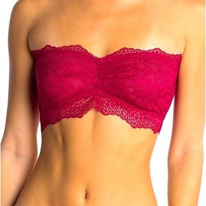 🐞 Free People Womens Lacey Looks Bandeau Bra, Burgundy, S NWT